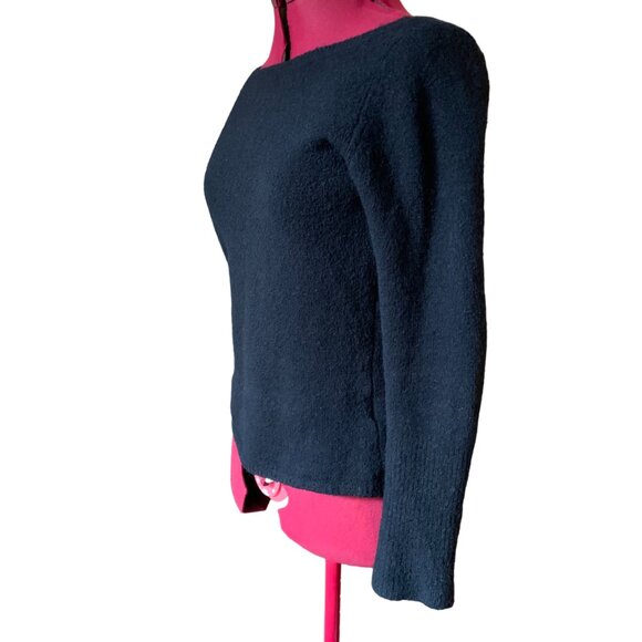 JACOB - Black sweater - Wool Blend Knit - Boat neckline - Small - Picture 2 of 9